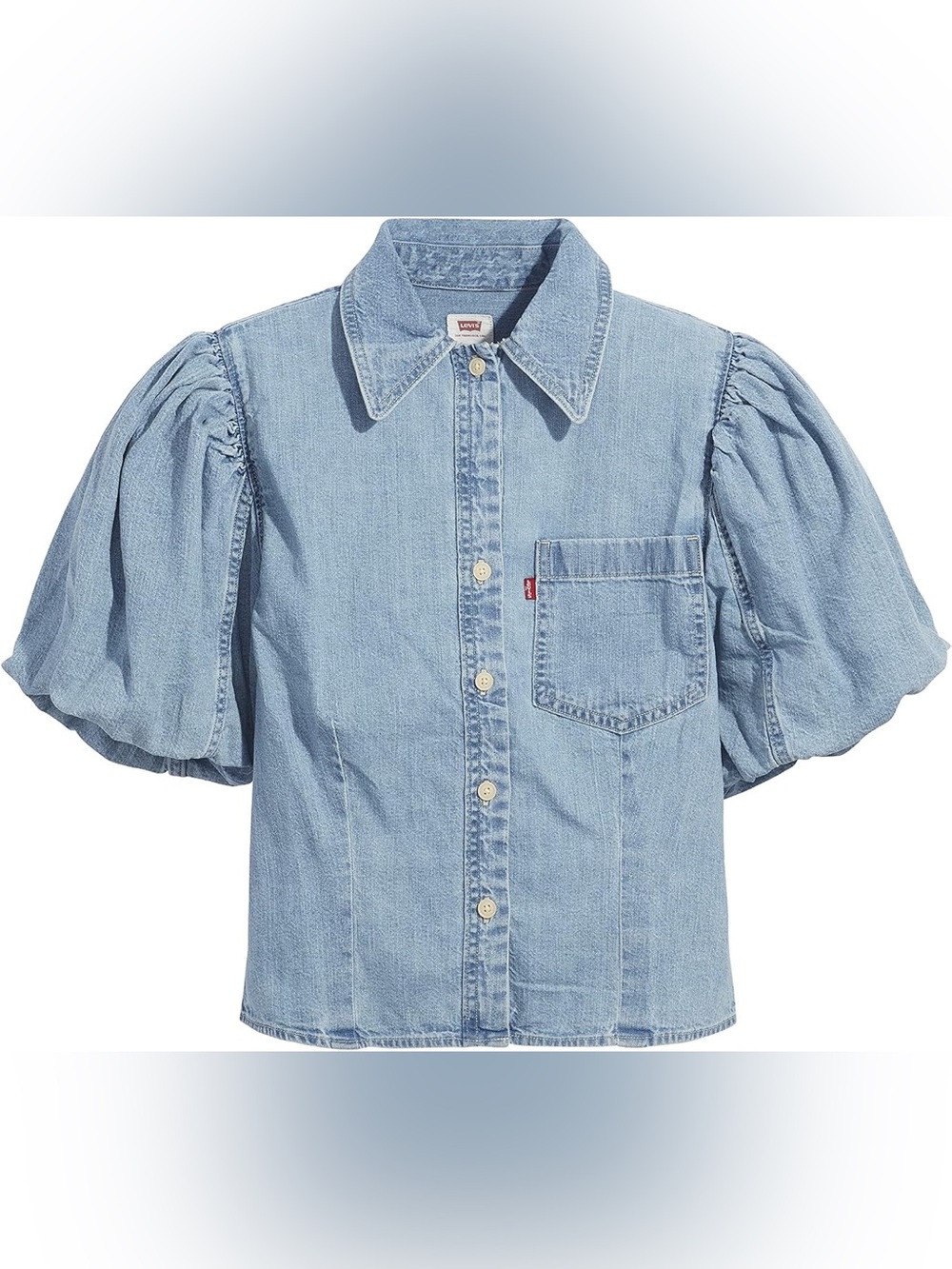 Levi's Blue Puff Sleeve Denim Button-Down Shirt